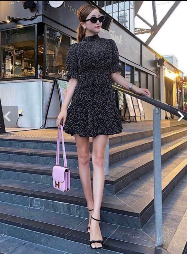 sheller シェリエ　ドットミニワンピース