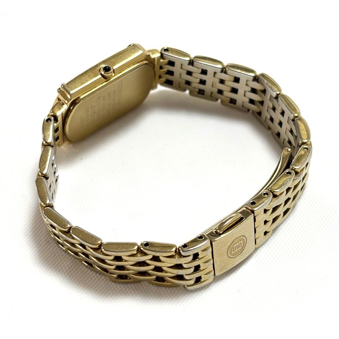 稼働品◆シチズン・エクシード ダイヤベゼル クォーツ 白文字盤 ゴールド