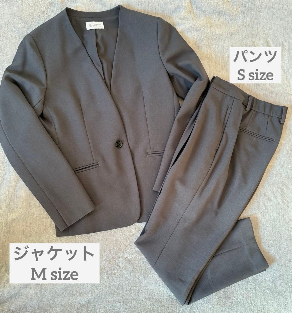 【美品】プラステ プレミアムオックス ノーカラー パンツ セットアップ 洗濯可