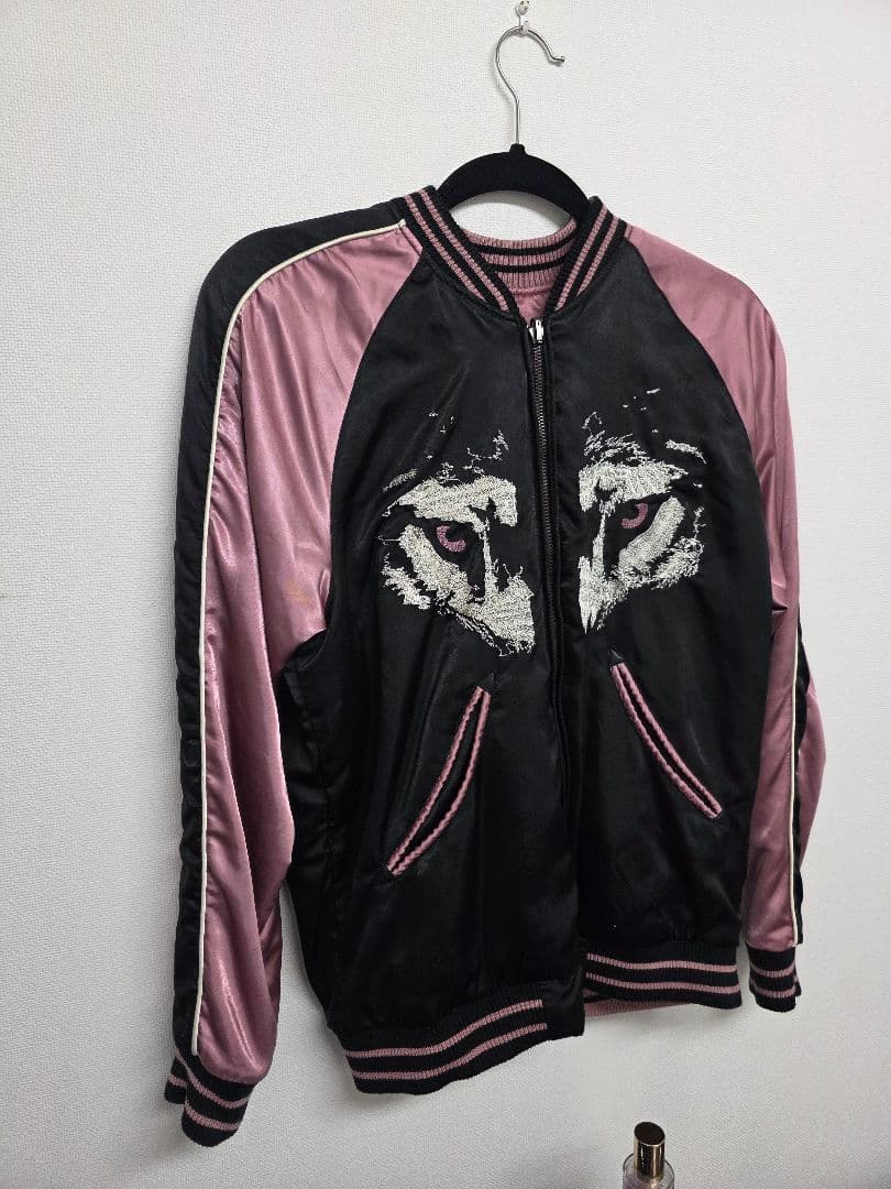 リバーシブル DIESEL スカジャン BLACK×PINK オオカミ 送料込み