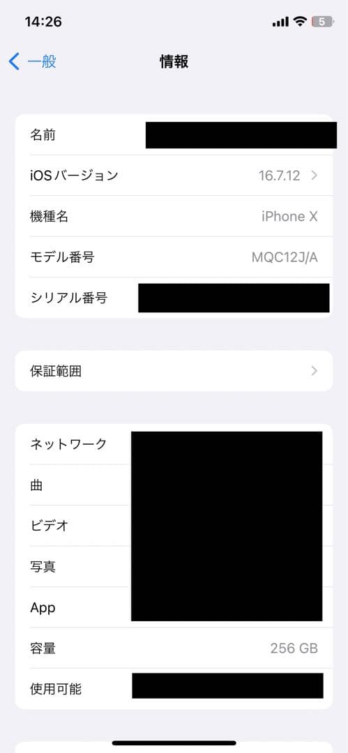 iPhone X　本体　256GB　カメラ不良