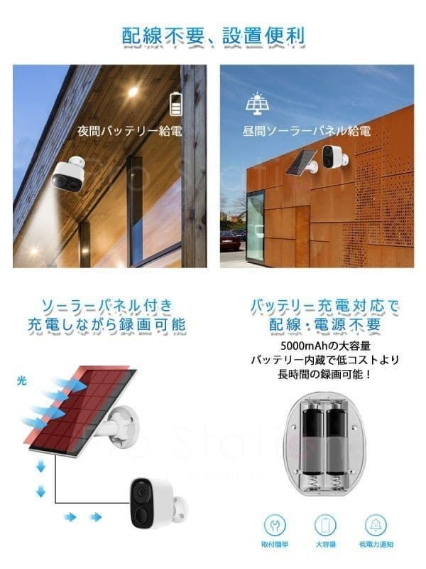 防犯カメラ ワイヤレス ソーラー充電「CB54-TZ.A」