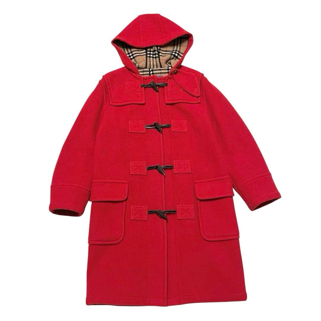 美品✨　バーバリー ブルーレーベル ノバチェック ダッフルコート 赤