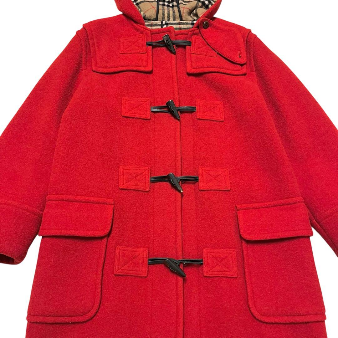 美品✨　バーバリー ブルーレーベル ノバチェック ダッフルコート 赤