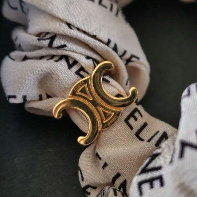 セリーヌ レイユール ロゴデザイン シュシュ ヘアアクセサリー 極美品