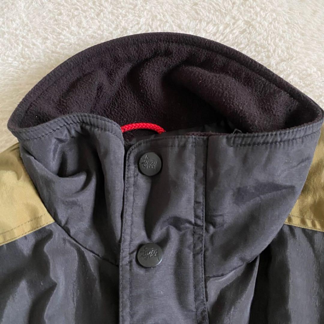 old stussy 紺タグ　中綿パデットジャケット　刺繍ロゴ　ブラック　XL