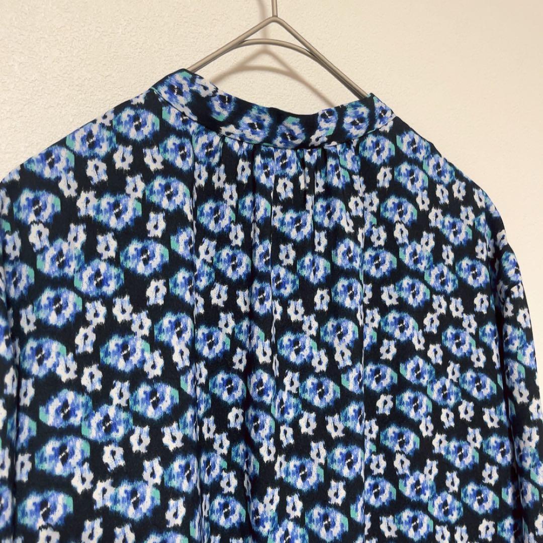 美品 ボールジィ ブルリーフラワープリント クルーネックワンピース 36サイズ