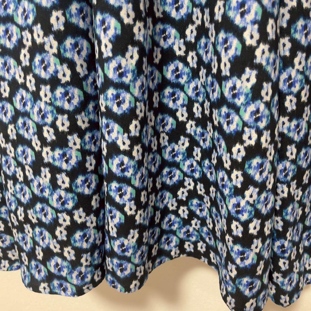 美品 ボールジィ ブルリーフラワープリント クルーネックワンピース 36サイズ