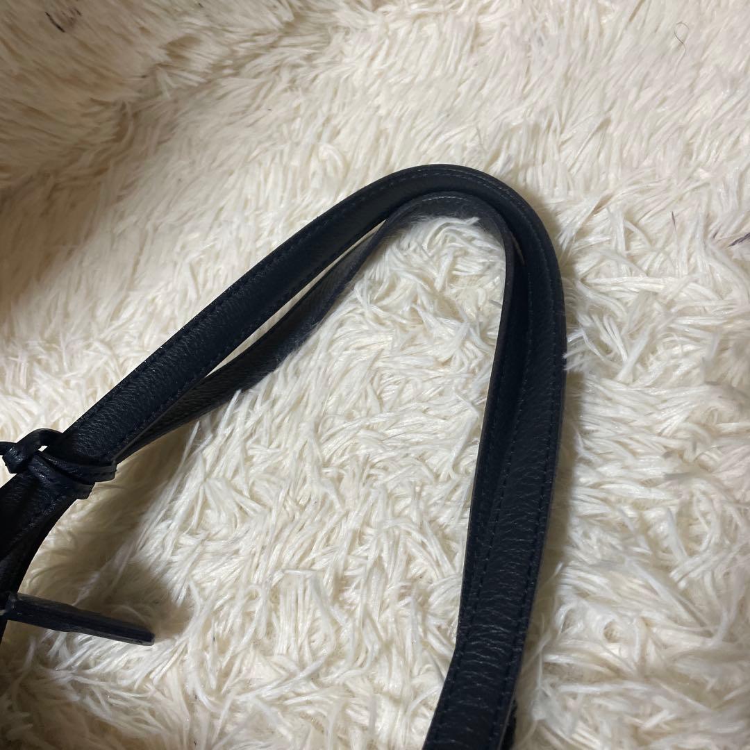 美品　アニアリ トートバッグ シボ革 本革 レザー ネイビー　A4可