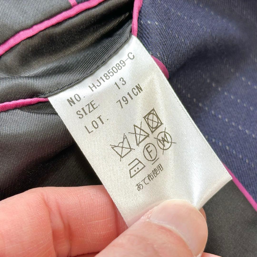 美品 HILTON super110's ストライプスーツ 13.15号 紺