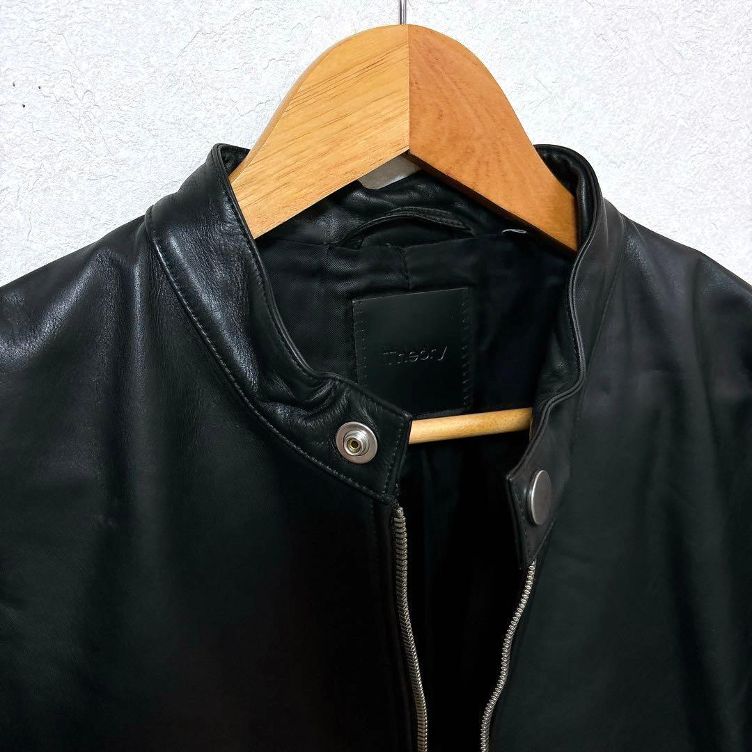 【美品】Theoryセオリー シングルレザーライダースジャケット 牛革カウレザー