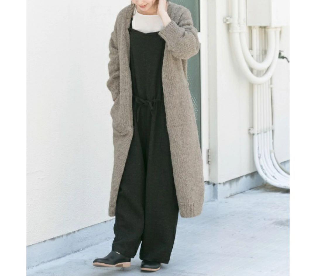 かぐれ　ロングカーディガン　ニットコート　ガウン　ウール　ペルー