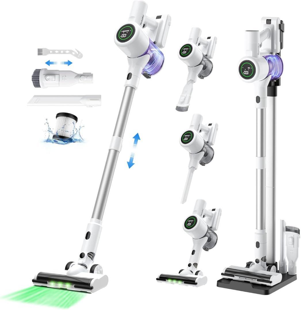 掃除機 コードレス 12層HEPA濾過 自立式 着脱式バッテリー