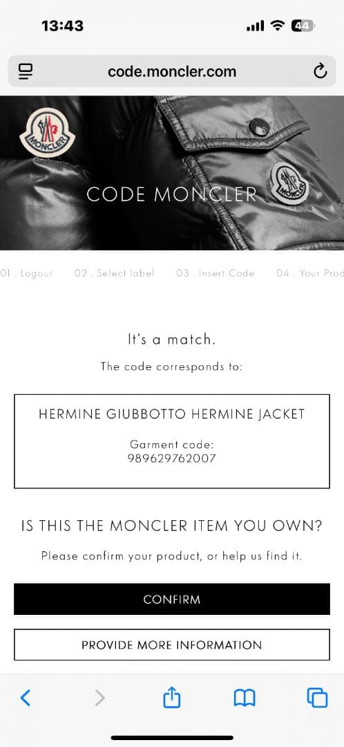 美品　MONCLER HERMINE ダウンコート　ダウンジャケット　1号