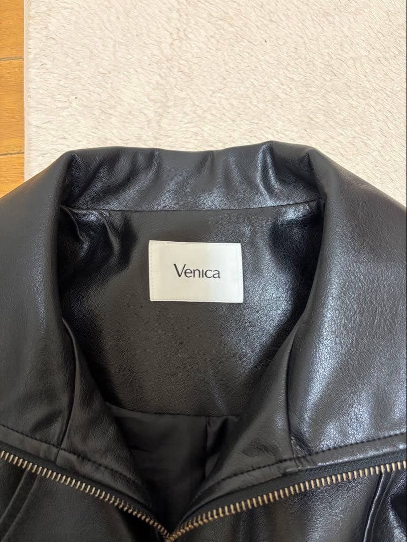 Venica Carven スタンドカラーレザーブルゾン　ブラック
