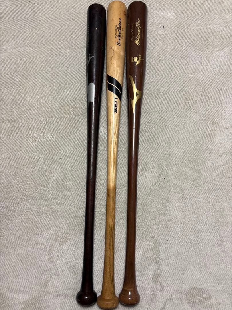 木製バット 3本セットMIZUNO ZETT SSK