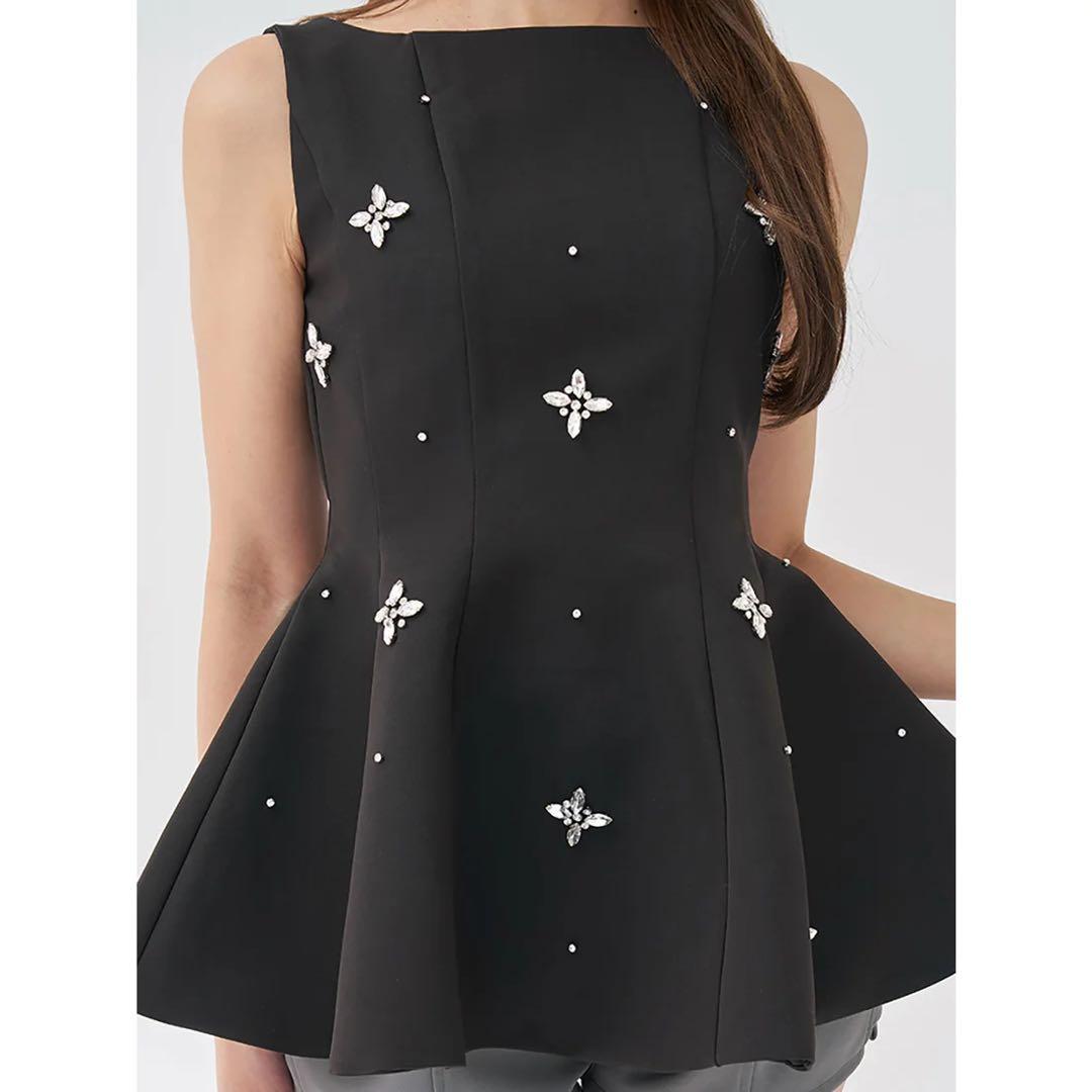 新品タグ付き ダーリッチ ビジューフレアバルーンミニドレス ブラック フリー