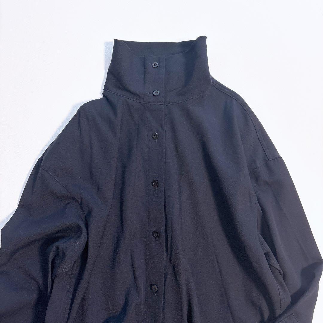 CABaN キャバン　ウールツイル　ハイネックロングシャツ　S ダークネイビー