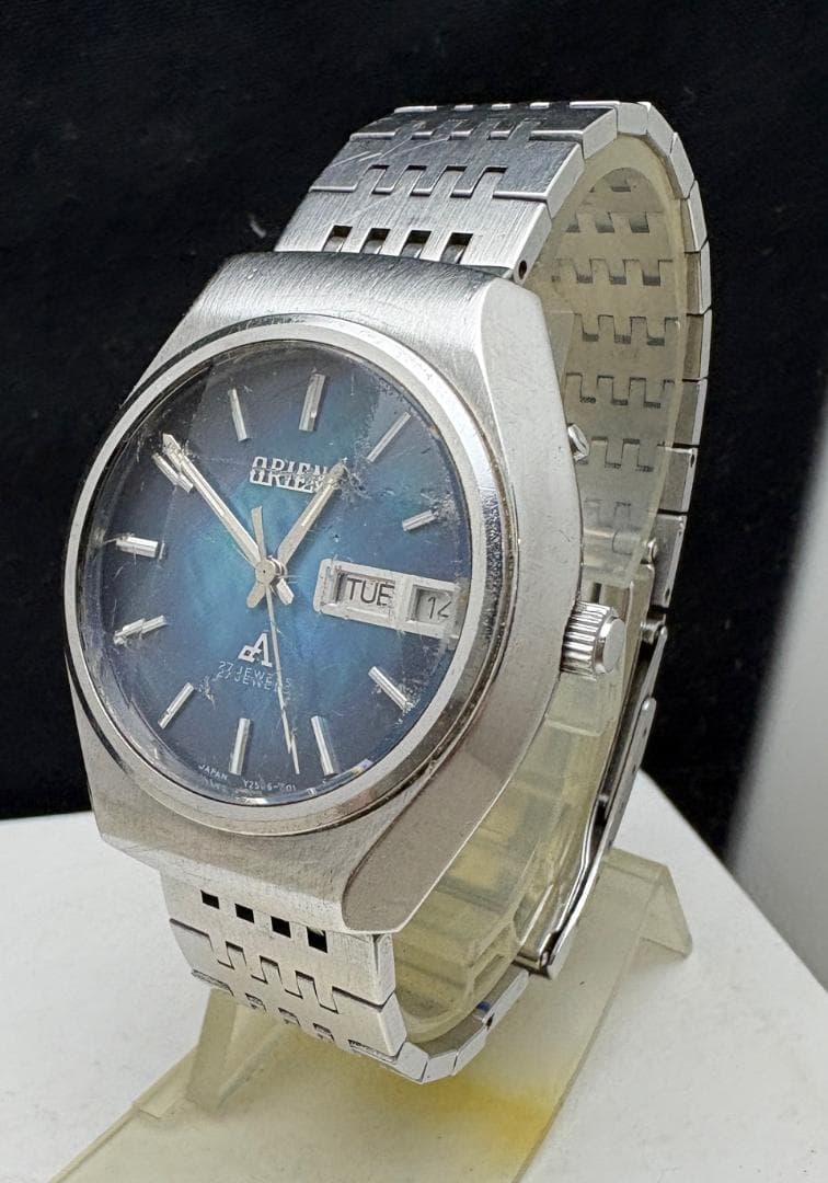 929/稼働 オリエント クロノエース 9面カットガラス ホログラム盤 自動巻き