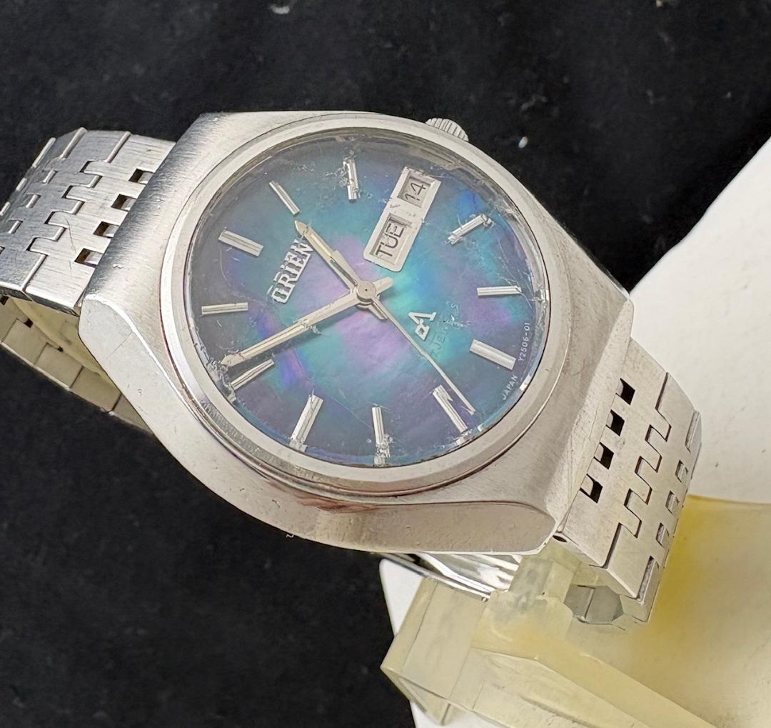 929/稼働 オリエント クロノエース 9面カットガラス ホログラム盤 自動巻き