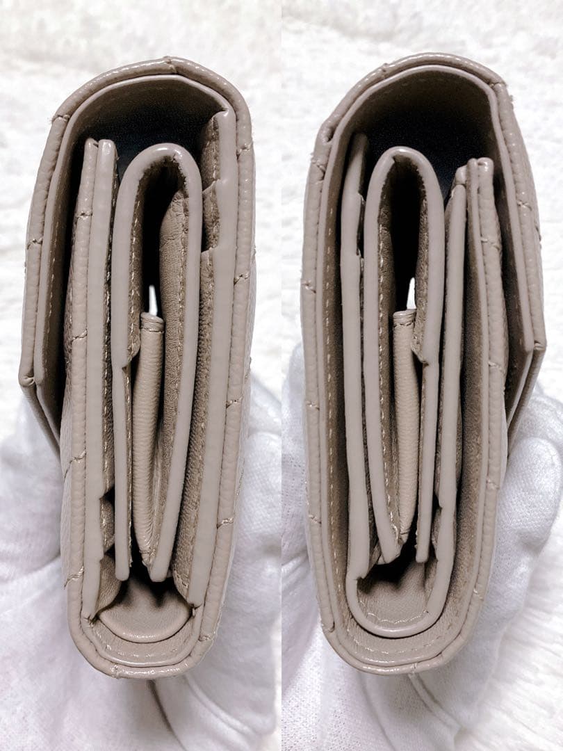 ♡付属品完備♡イヴサンローラン 三つ折り財布 YSL キャビアスキン ベージュ