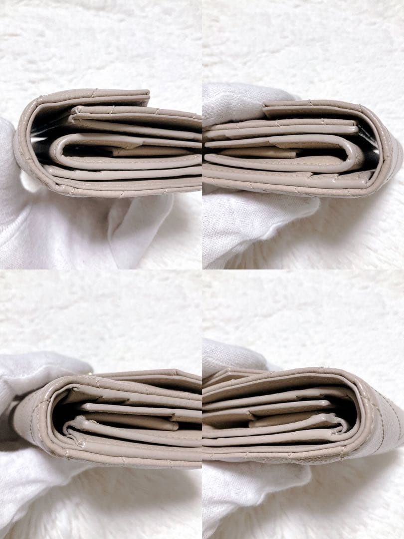 ♡付属品完備♡イヴサンローラン 三つ折り財布 YSL キャビアスキン ベージュ