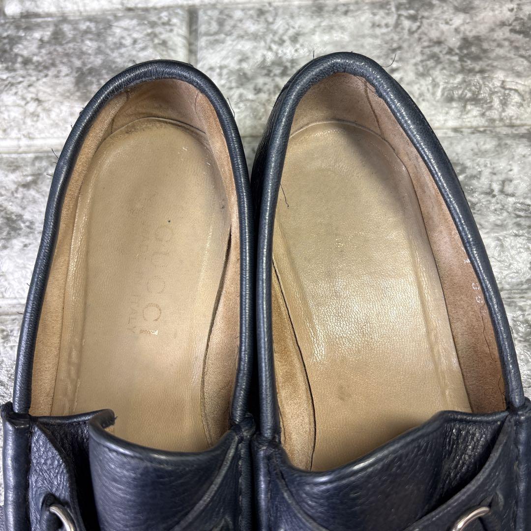 グッチGUCCI　ホースビットローファー　紺　シルバー　36 1/2 ビンテージ