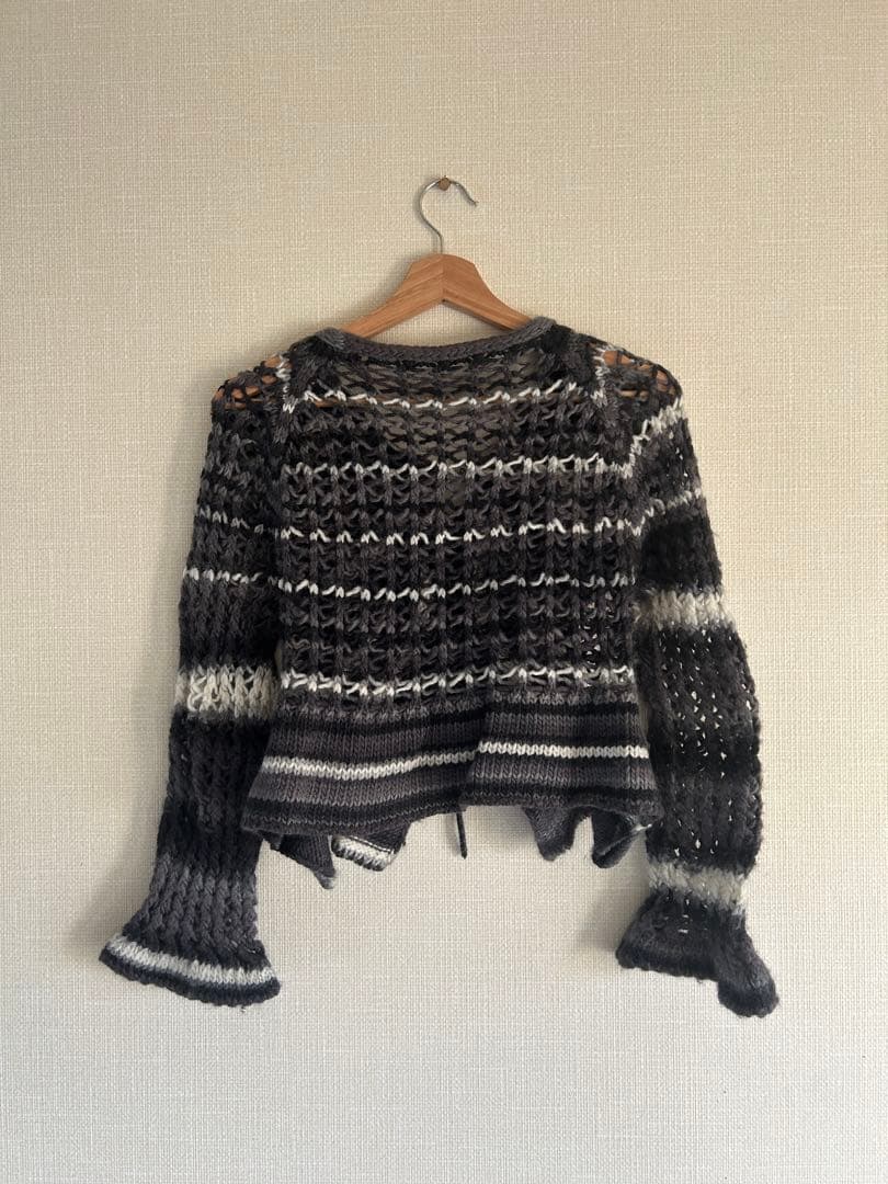 トップス PERVERZE Face Hand Knit Cardigan / Gray