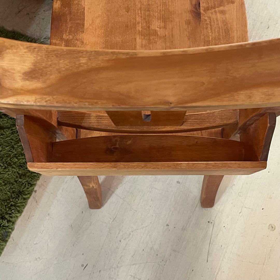 アンティーク調 チャーチチェア風　ナチュラルウッド　ブックラック付き　椅子　1脚