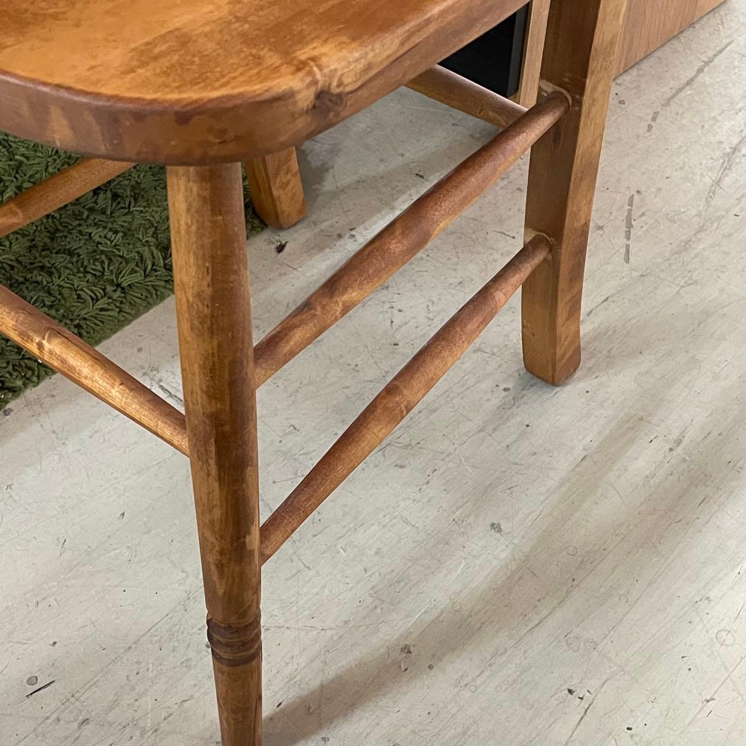 アンティーク調 チャーチチェア風　ナチュラルウッド　ブックラック付き　椅子　1脚