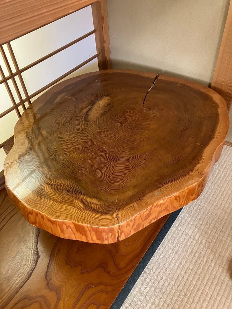 一枚板座卓　丸太座卓　1本木座卓　切り株座卓　年輪座卓　ねんりん　天然