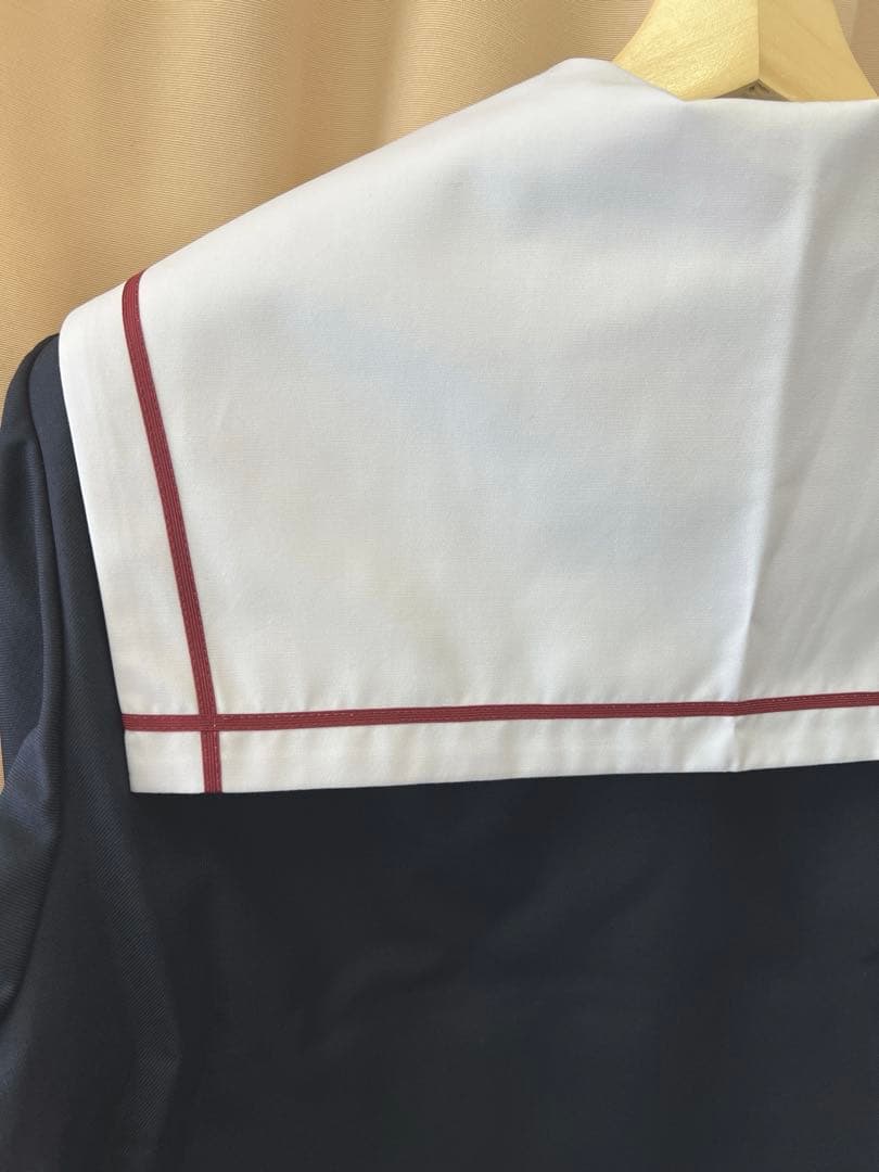 L赤色1本ライン替襟カバー白1本冬セーラー服