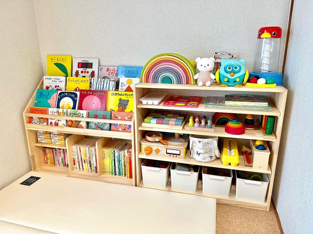 おぅ様　絵本棚、おもちゃ棚セット　120日発送