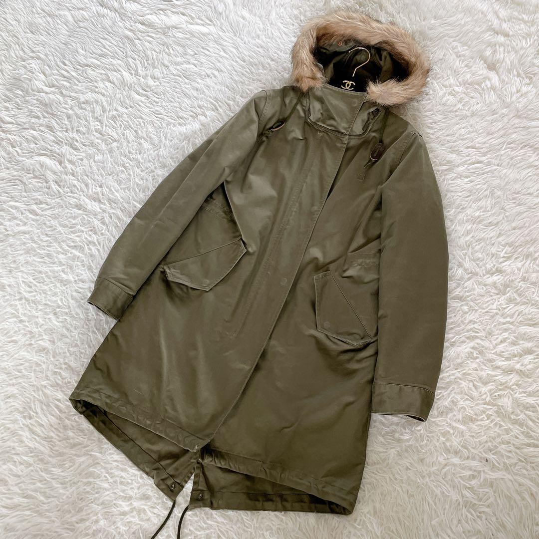 【フレッドペリー】英国柄 モッズコート ボアライナー ユニオンジャック カーキM