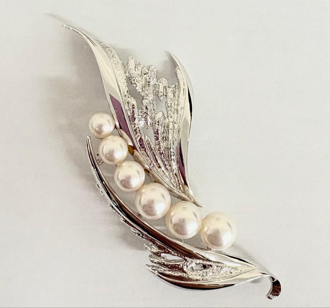 極美品　MIKIMOTO ミキモト　パール　ブローチ　ロゴ　刻印