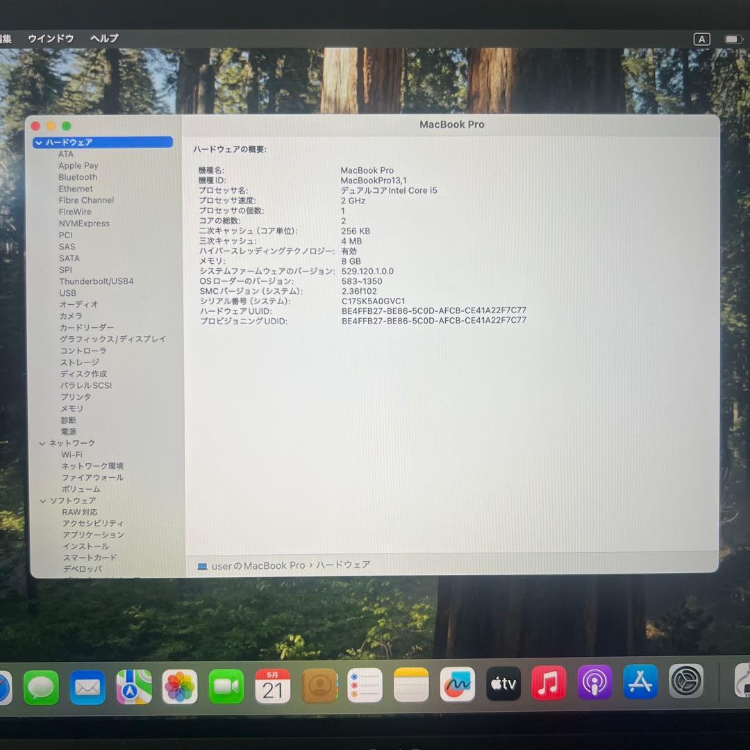 MacBook Pro 13インチ 2016 スペースグレイ Sequoia