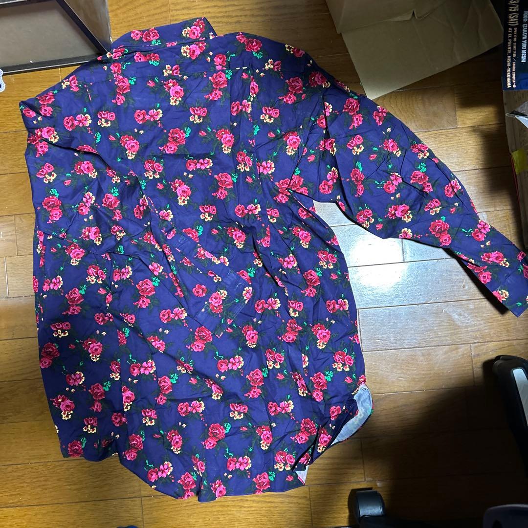 Y's for men ネイビー フラワープリント 長袖シャツ