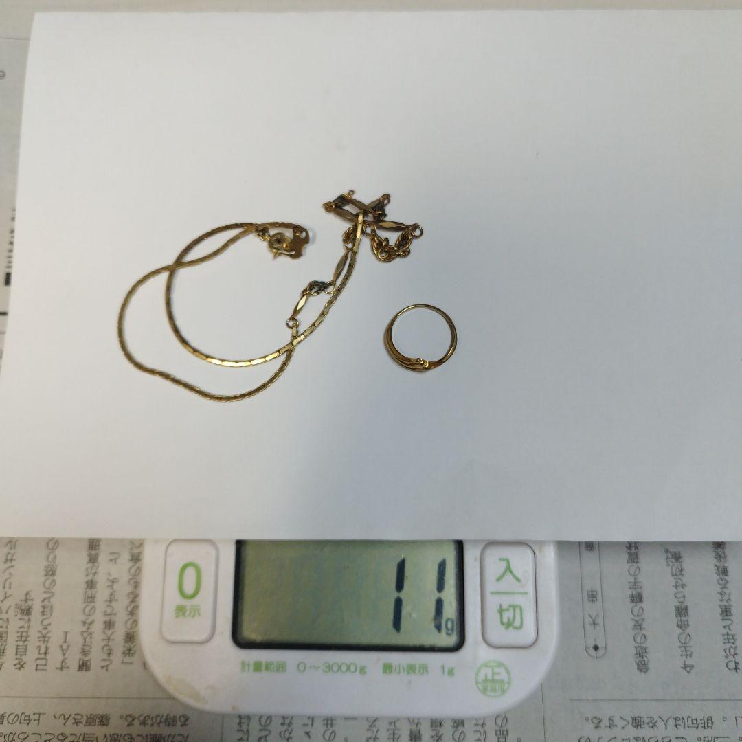 刻印あり K18使用の金のネックレスと金の指輪 チェーン　18金　関東から発送