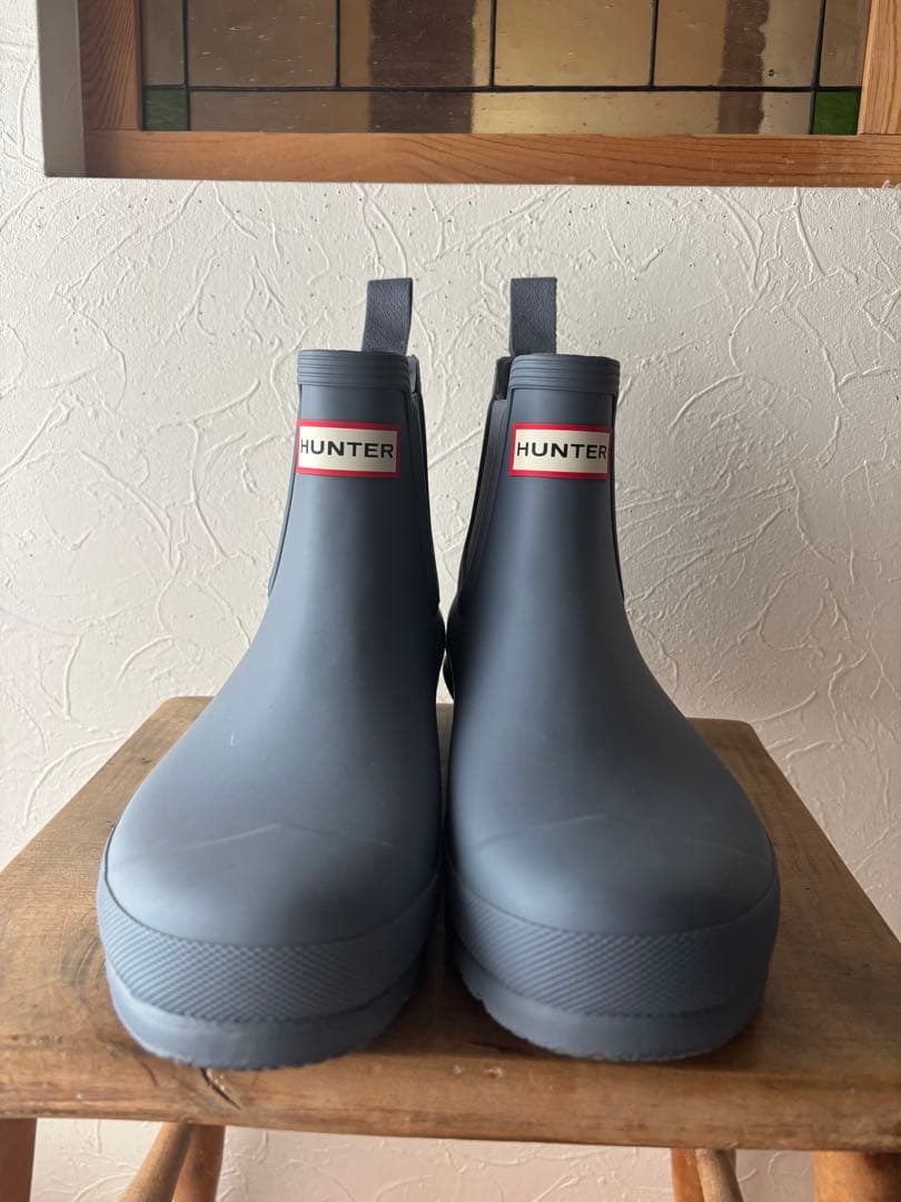 美品✴︎HUNTER ハンター ブルー サイドゴアレインブーツ チェルシー26㎝