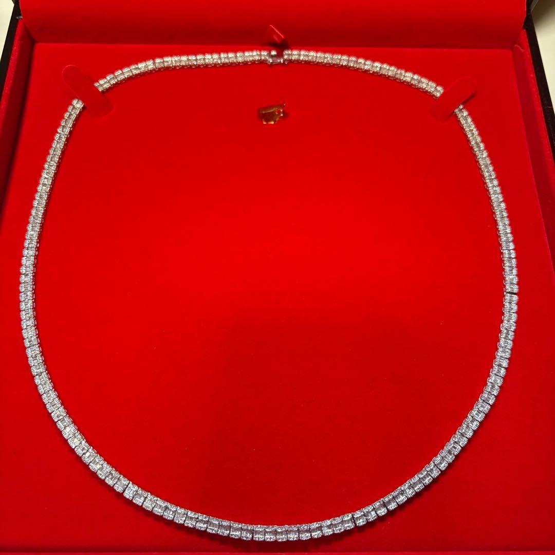 天然ダイアモンドネックレス バケットダイアモンドテニスチェーン WG