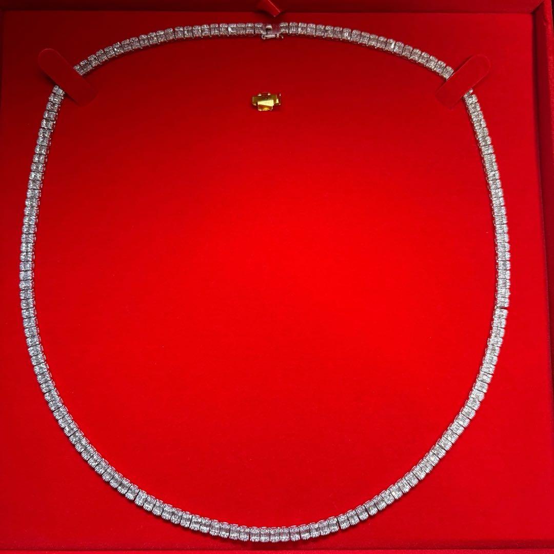 天然ダイアモンドネックレス バケットダイアモンドテニスチェーン WG