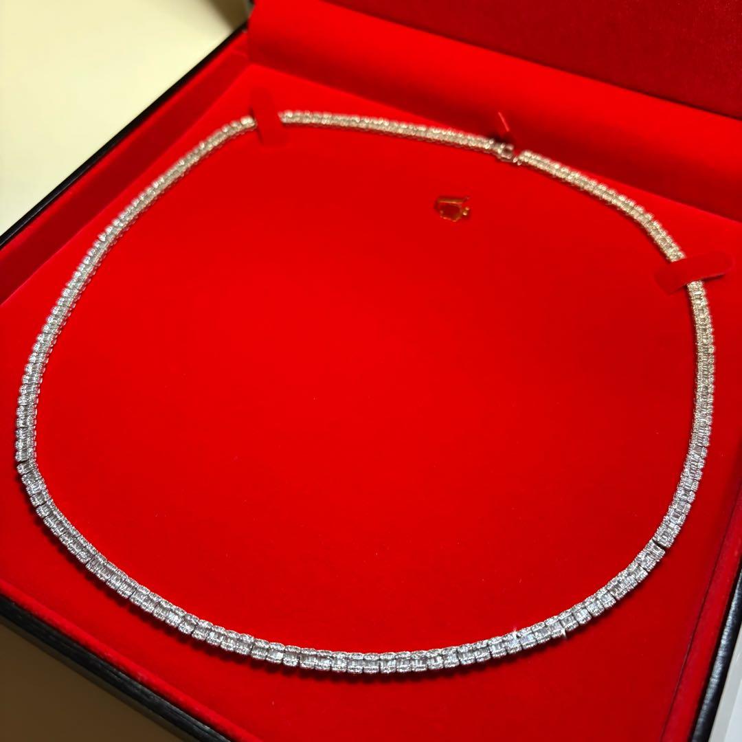 天然ダイアモンドネックレス バケットダイアモンドテニスチェーン WG