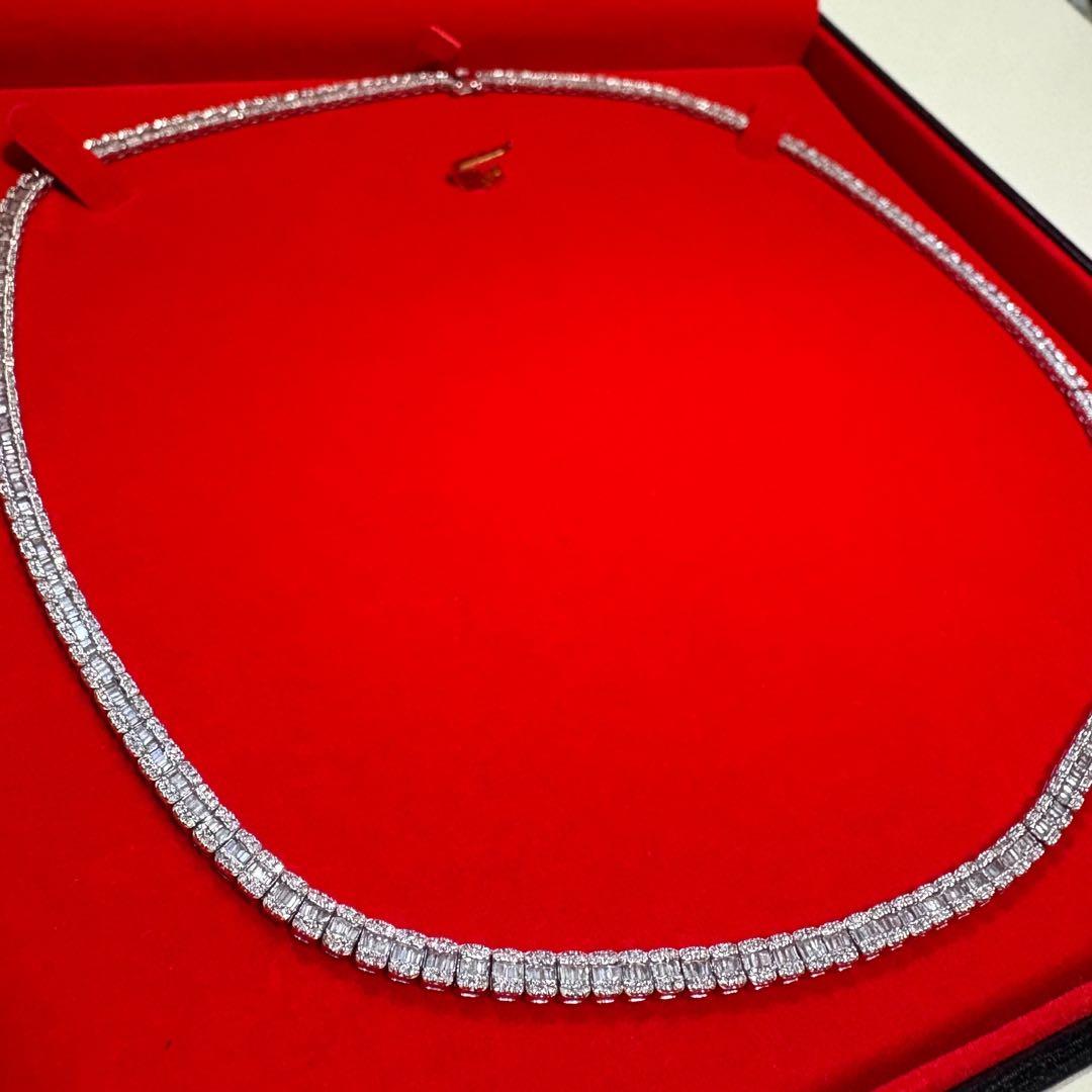 天然ダイアモンドネックレス バケットダイアモンドテニスチェーン WG