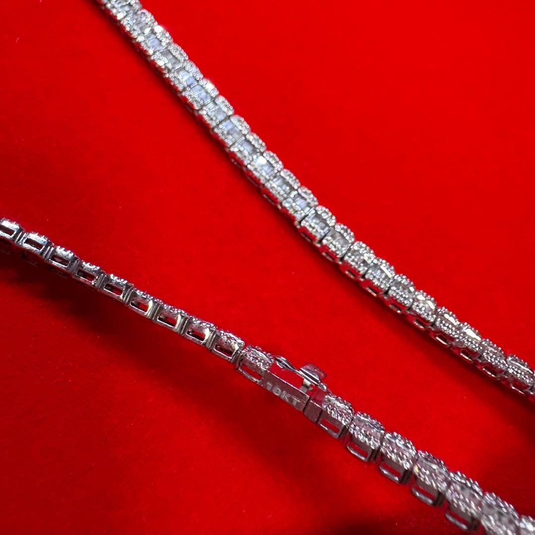 天然ダイアモンドネックレス バケットダイアモンドテニスチェーン WG