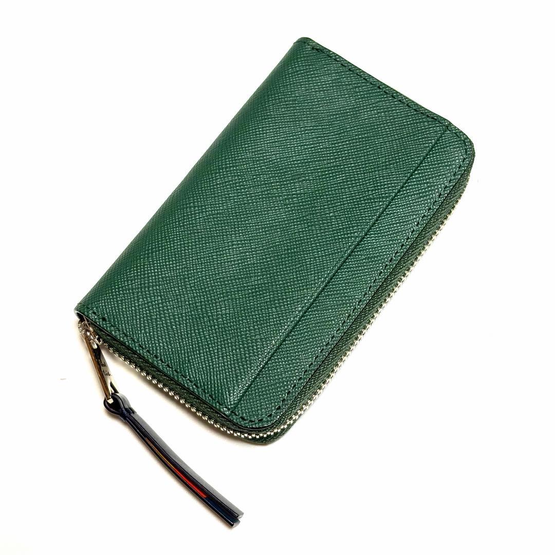 Paul Smith ケース ラウンドジップ グリーン 美品 未使用に近い
