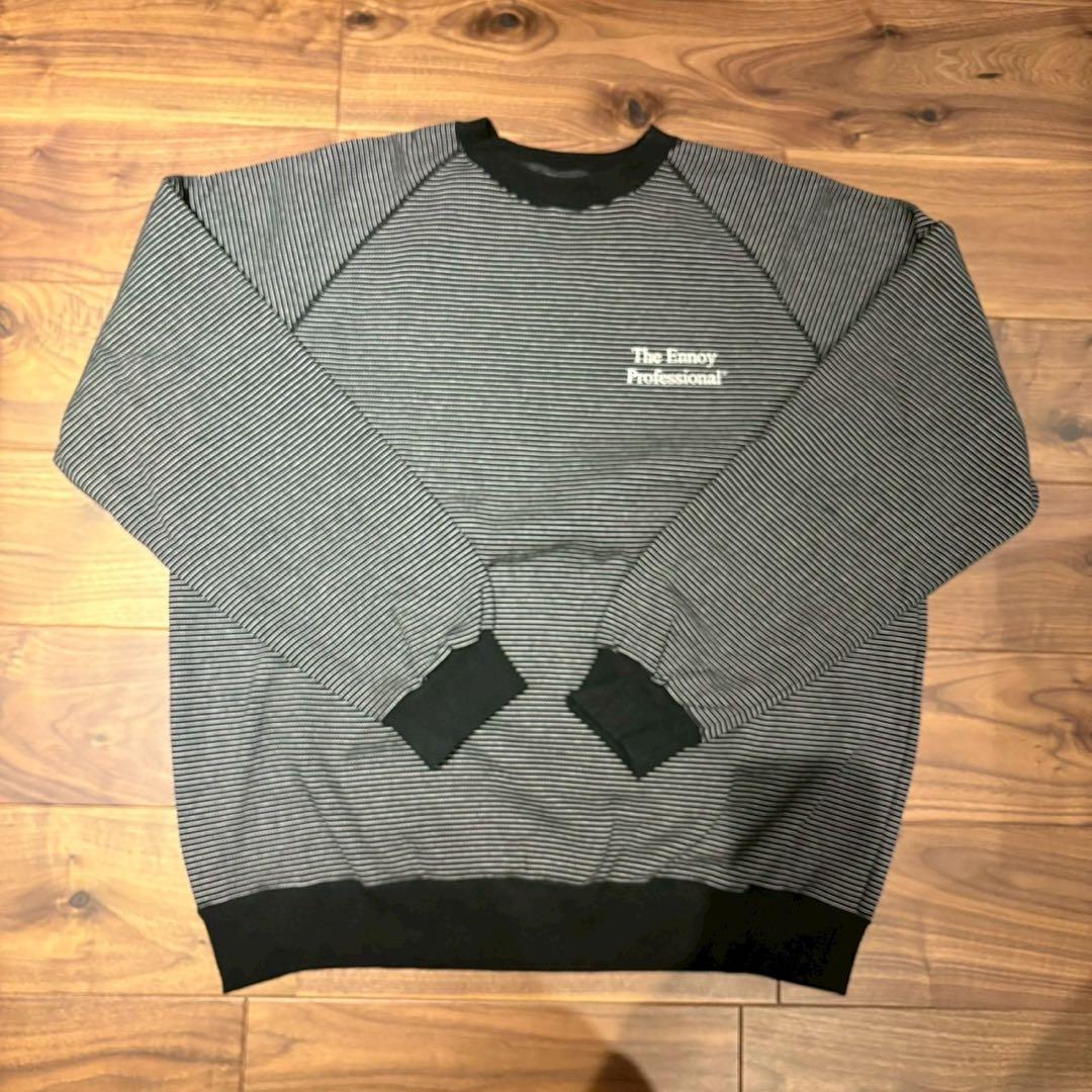 【XL】ENNOY BORDER CREW NECK SWEAT