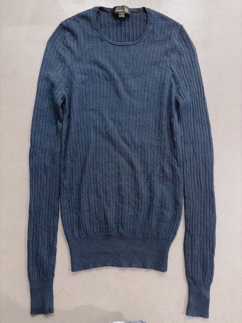 Drawer 18G カシミヤシルク　リブクルーネック　ニット　ドゥロワー