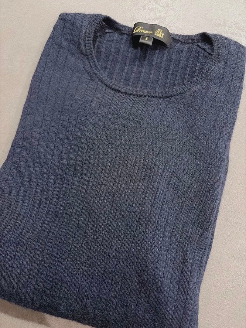 Drawer 18G カシミヤシルク　リブクルーネック　ニット　ドゥロワー