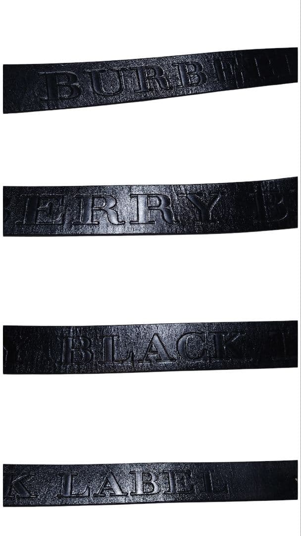 BURBERRY BLACK LABEL レザーベルト バックル 黒 ロゴ型押し