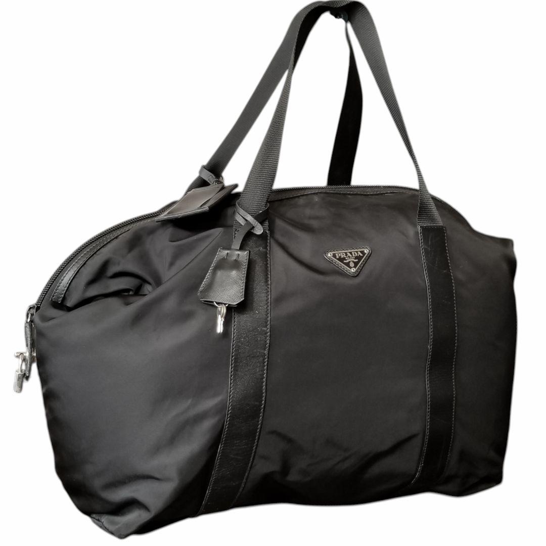 大容量 PRADA プラダ ブラック ナイロン ボストンバッグ 旅行鞄